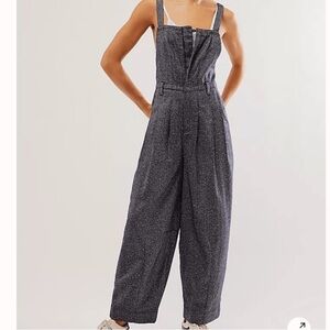 Free People Leonie Overalls Navy